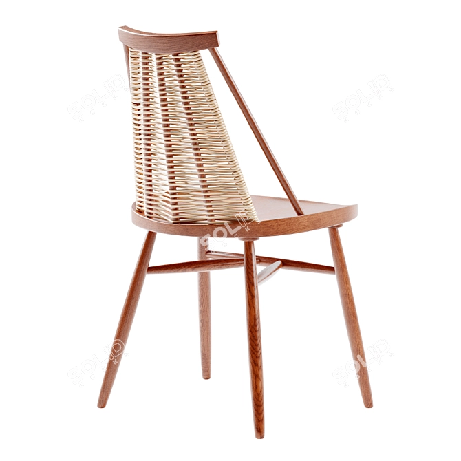 Vintage-Inspired Akina Dining Chair 3D model image 2