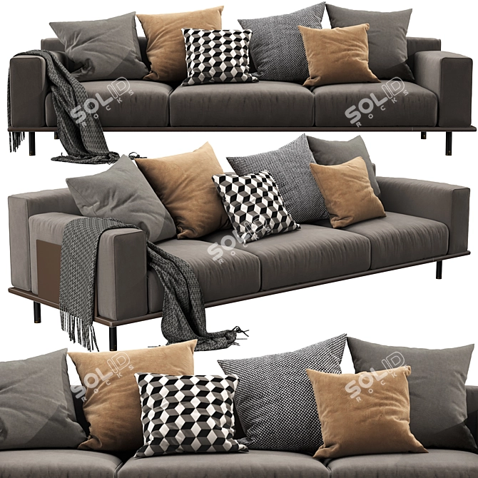 Meridiani TIMOTHY KUOIO 3-Seater Sofa: Modern Elegance for Your Home. 3D model image 1