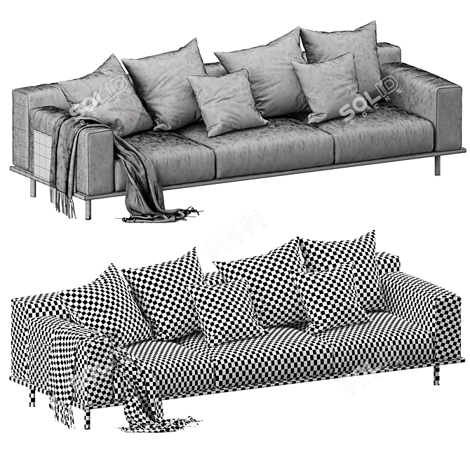 Meridiani TIMOTHY KUOIO 3-Seater Sofa: Modern Elegance for Your Home. 3D model image 3