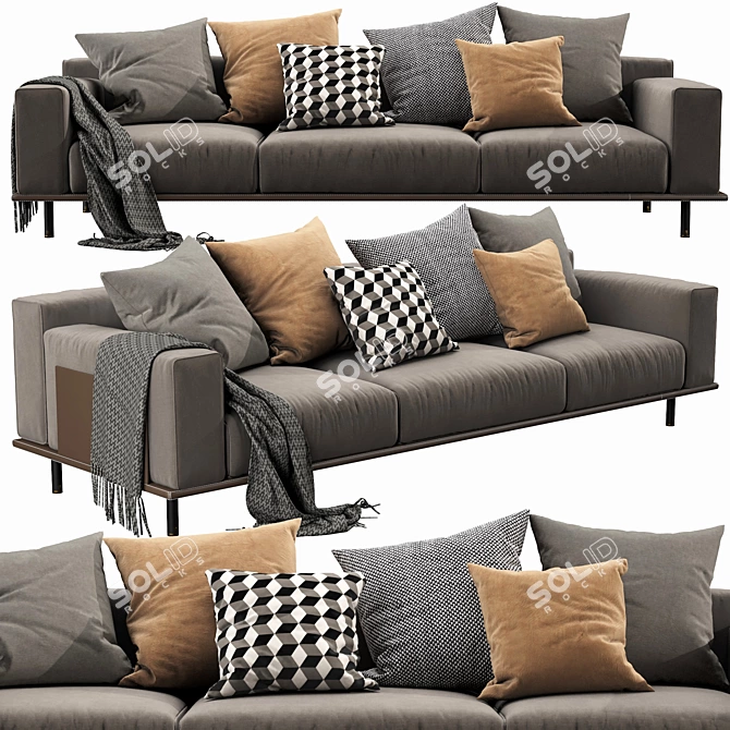 Meridiani TIMOTHY KUOIO 3-Seater Sofa: Modern Elegance for Your Home. 3D model image 5
