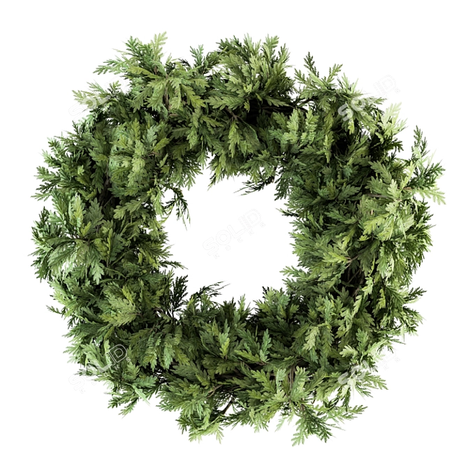 Festive Evergreen Wreath 3D model image 1