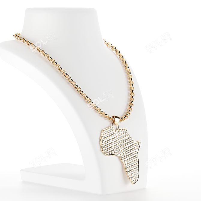 African Gold Pendant "Continent Charm 3D model image 1