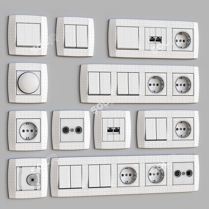 Modernize Your Home with Tem LOGIQ Wall Switches 3D model image 4