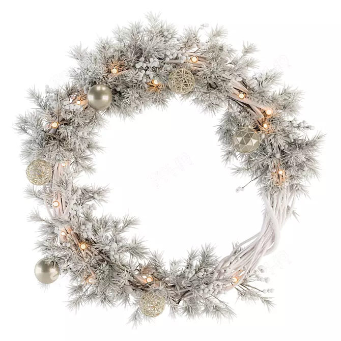Snowy Bliss Wreath 3D model image 1