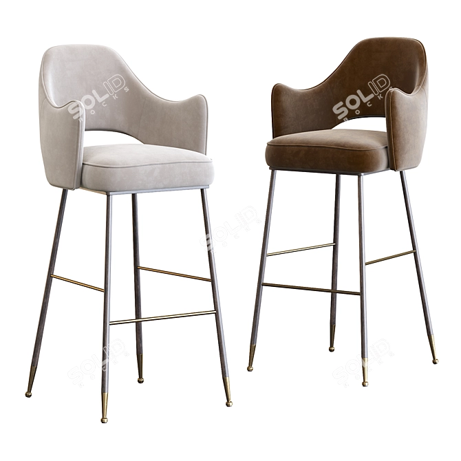 Rigby Barstool: Sleek, Stylish, and Space-Saving! 3D model image 1