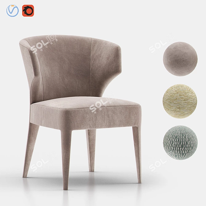 Luxurious Lapel Velvet Chair 3D model image 1