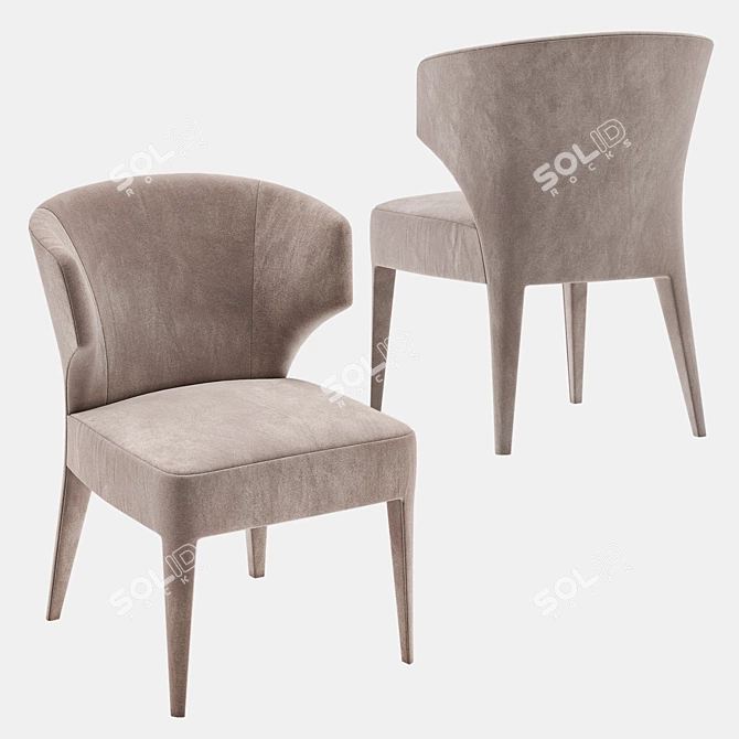 Luxurious Lapel Velvet Chair 3D model image 4