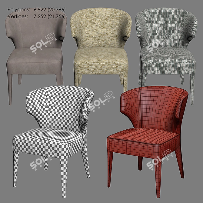 Luxurious Lapel Velvet Chair 3D model image 5