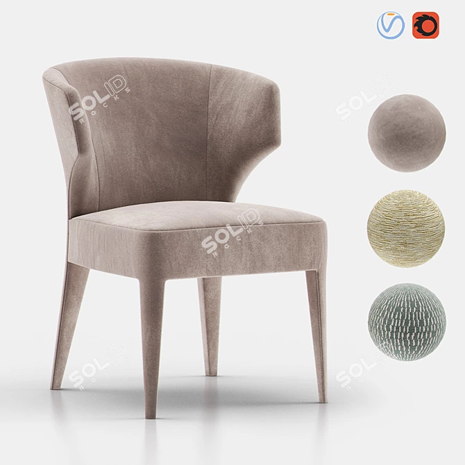 Luxurious Lapel Velvet Chair 3D model image 6