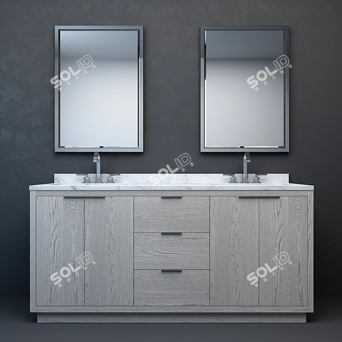 RH Modern Larsen Double Vanity 3D model image 1