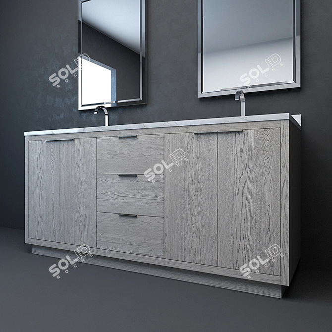 RH Modern Larsen Double Vanity 3D model image 2