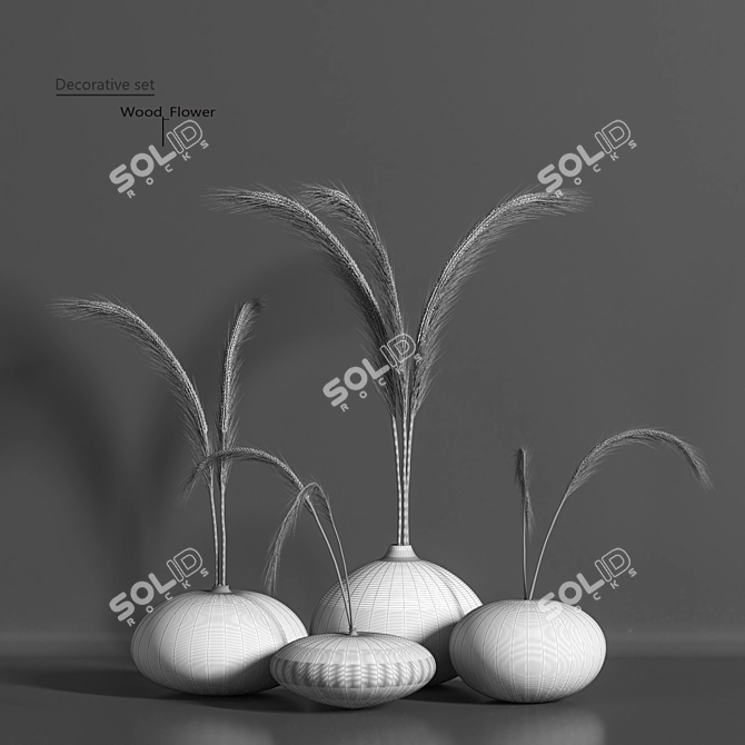 Natural Wood Decorative Flower 3D model image 3