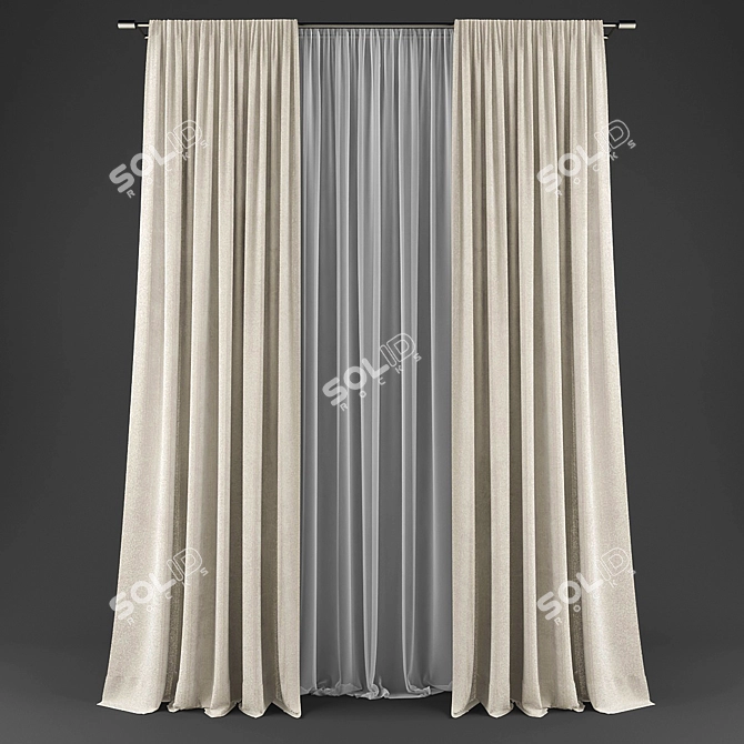 Polyester Curtain Set - 112578 3D model image 1