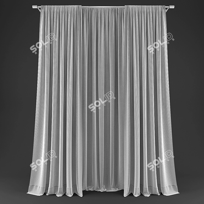 Polyester Curtain Set - 112578 3D model image 2