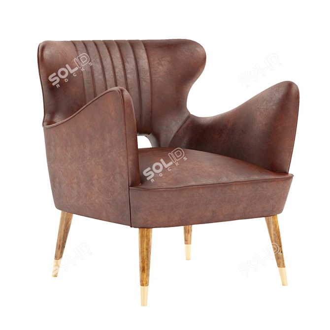 Sleek Leather Loveseat 3D model image 1