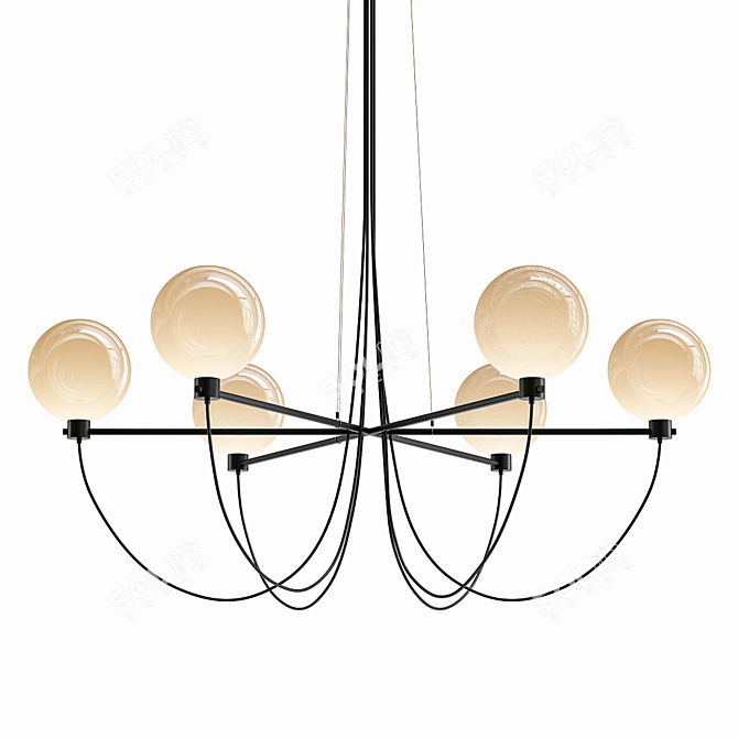 Globe Charm Black Chandelier 3D model image 1