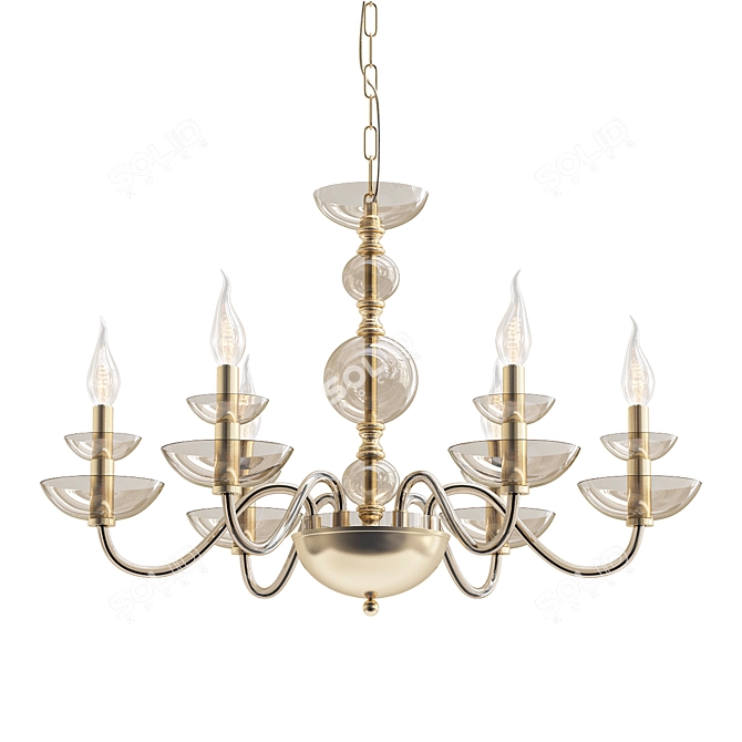 Classical Gold Chandelier with Curved Arms 3D model image 1