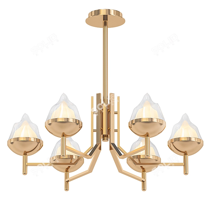 Elegant Brass Ceiling Stand Chandelier 3D model image 1