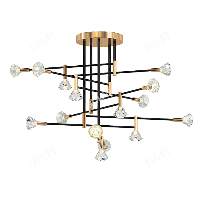 Glamorous Glass Chandelier 3D model image 1