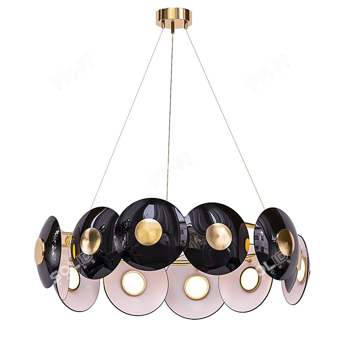 Modern Gold and White Ring Chandelier 3D model image 1