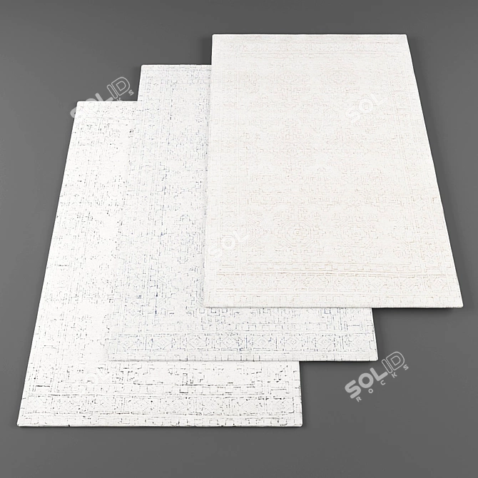 Luxury Rug Collection: 4 High-Resolution Textured Carpets 3D model image 1