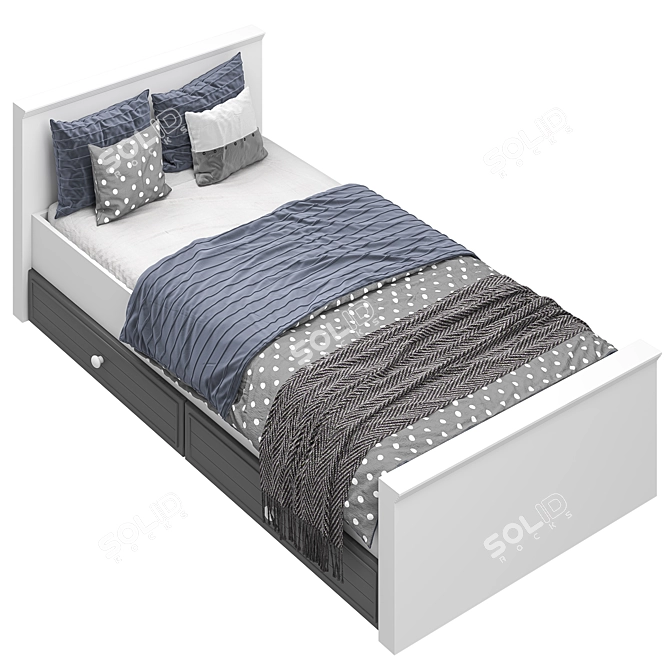 Modern Bed with Dual Color Options 3D model image 2