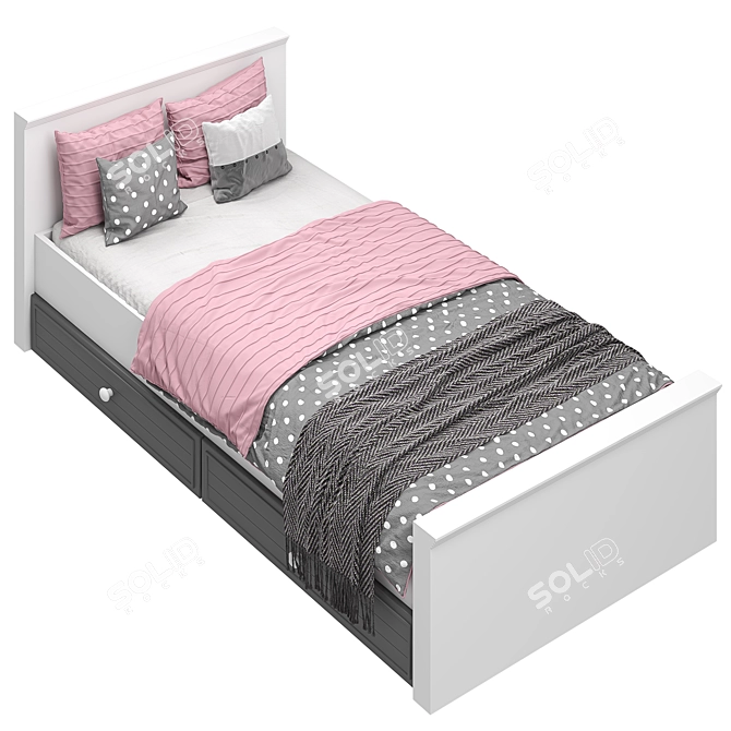 Modern Bed with Dual Color Options 3D model image 3