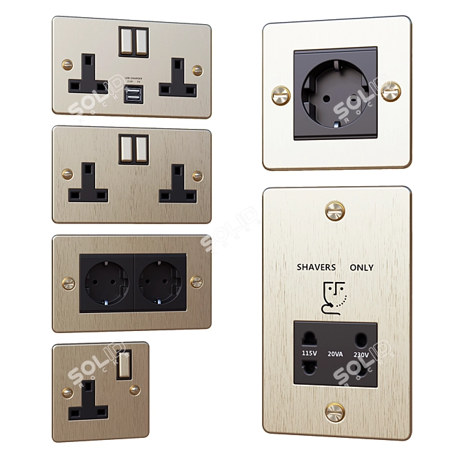 Buster+Punch Plug Sockets: Sleek and Stylish Power Solutions 3D model image 1