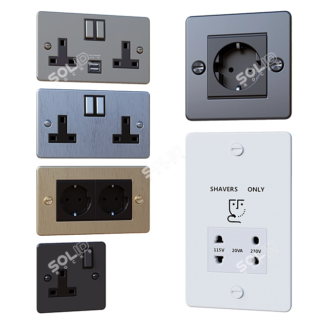 Buster+Punch Plug Sockets: Sleek and Stylish Power Solutions 3D model image 2