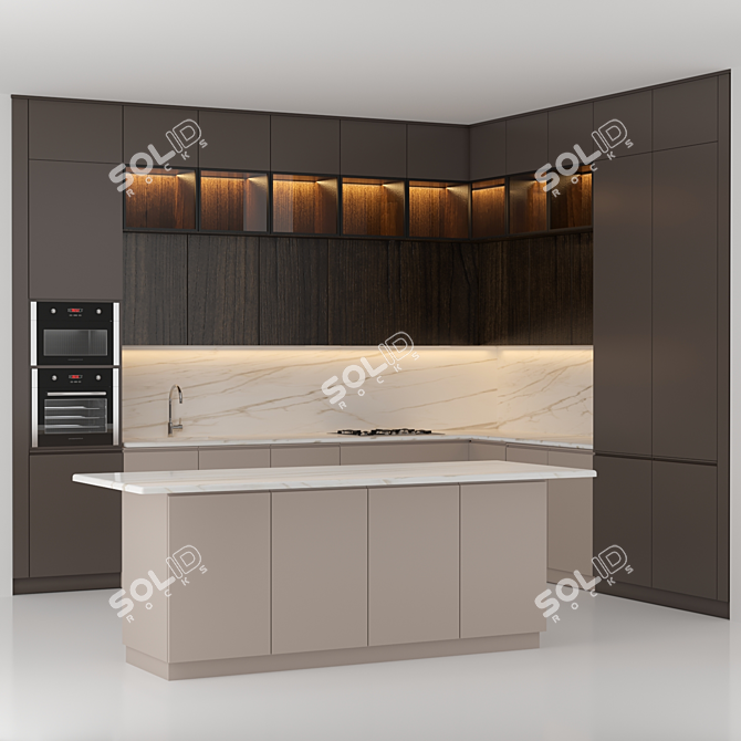 Sleek 2015 Kitchen: Modern, V-Ray & Corona 3D model image 1