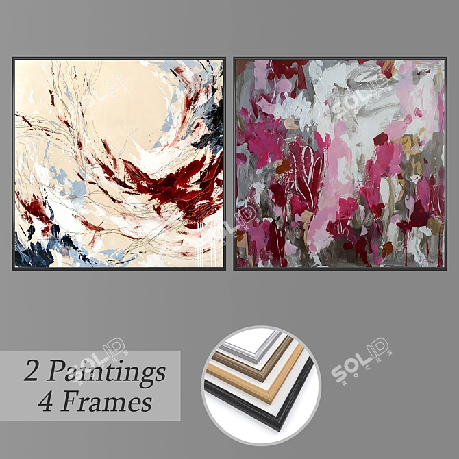 Artistic Wall Painting Set 3D model image 1