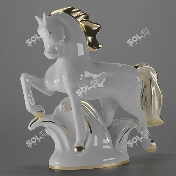 Title: Enchanting Fire Horse Porcelain Figurine 3D model image 1