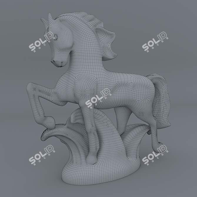 Title: Enchanting Fire Horse Porcelain Figurine 3D model image 2