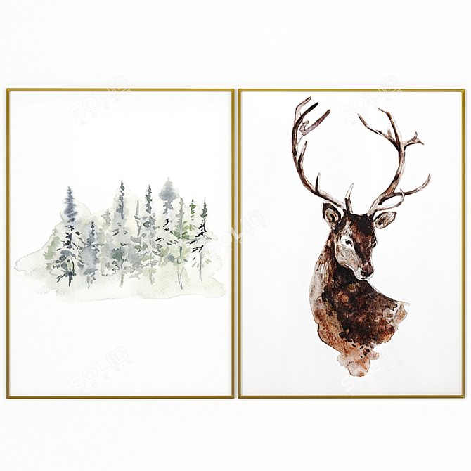 Christmas Framed Art - 5 Modern Designs 3D model image 5