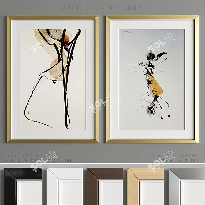 Versatile Art Frame A07 - Wood & Metal - 50x70 cm 3D model image 1