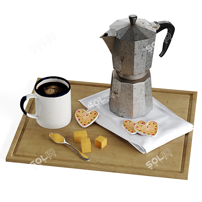 Vintage Moka Coffee Cup Set 3D model image 2