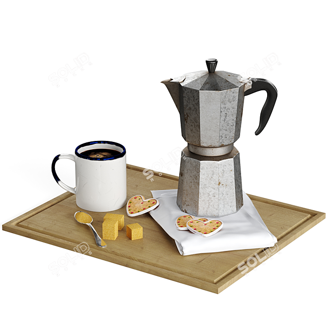 Vintage Moka Coffee Cup Set 3D model image 3