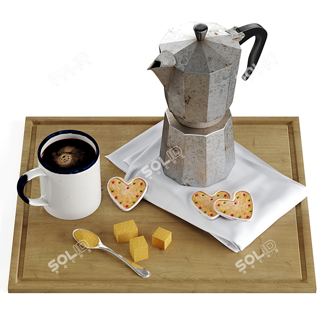 Vintage Moka Coffee Cup Set 3D model image 4