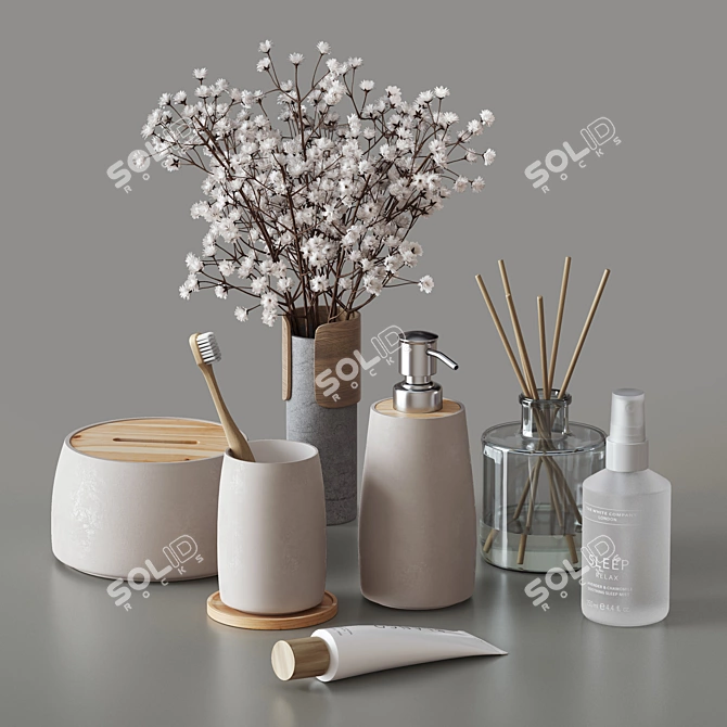 Elegant Bathroom Decor Set 3D model image 1