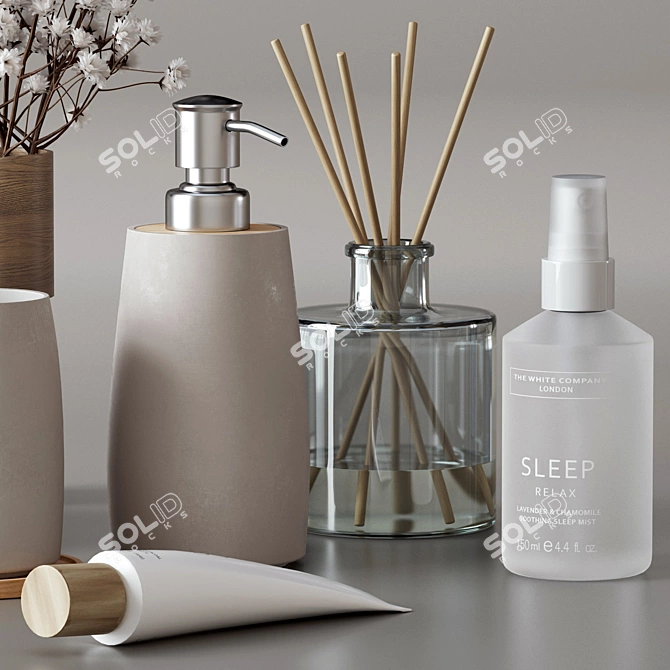 Elegant Bathroom Decor Set 3D model image 2