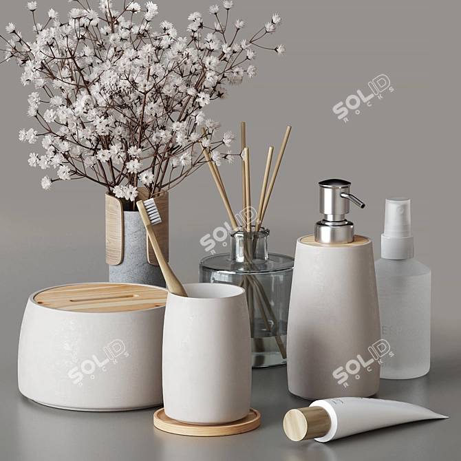 Elegant Bathroom Decor Set 3D model image 3