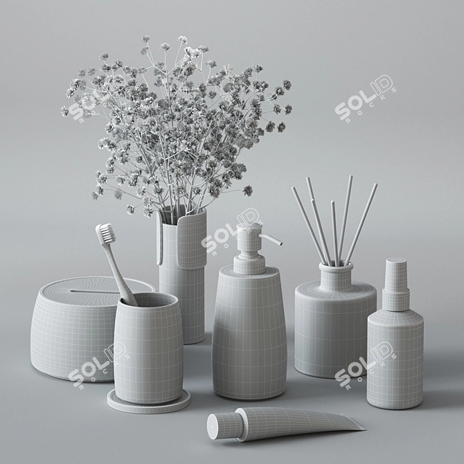 Elegant Bathroom Decor Set 3D model image 4