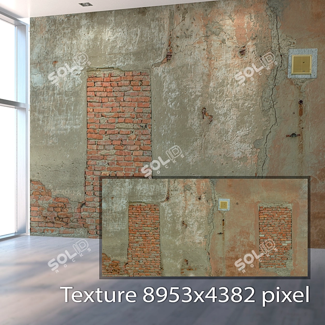 Seamless Old Wall Texture 3D model image 2