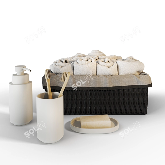 Zara Home Bathroom Set 3D model image 1