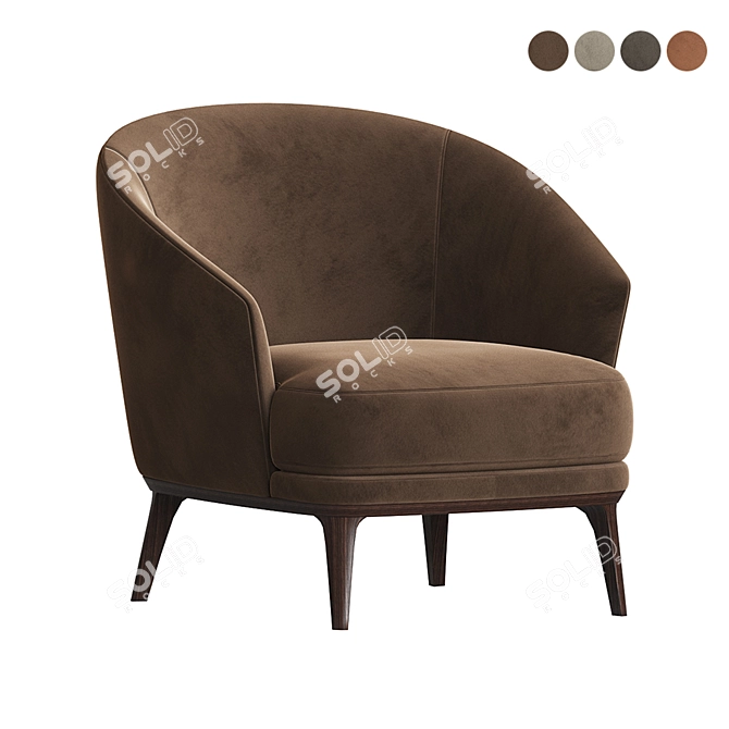 Luxury Velvet Armchair: Amy Bielefelder Werkstaetten 3D model image 1