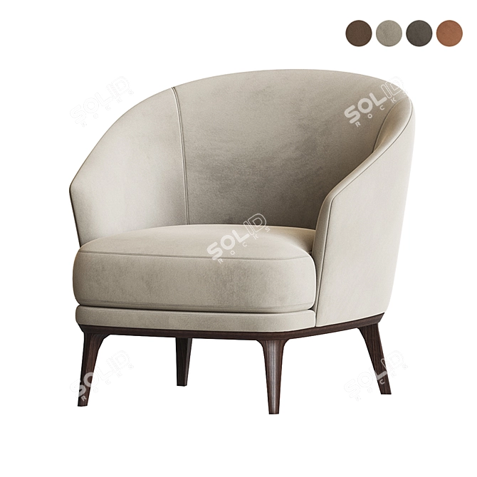 Luxury Velvet Armchair: Amy Bielefelder Werkstaetten 3D model image 2