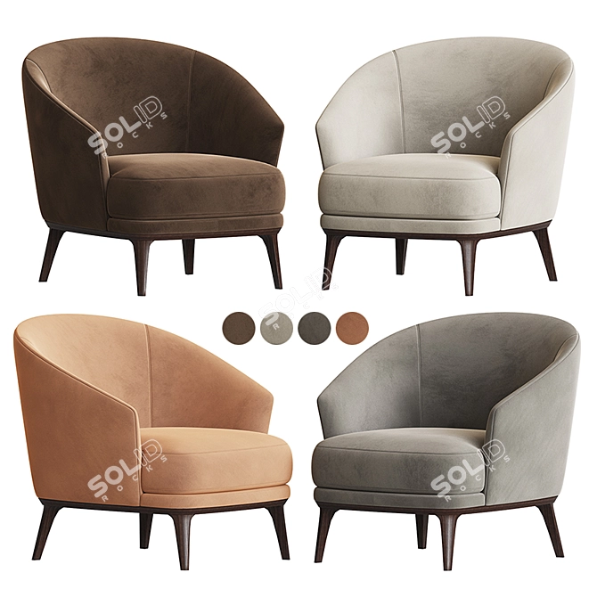 Luxury Velvet Armchair: Amy Bielefelder Werkstaetten 3D model image 5