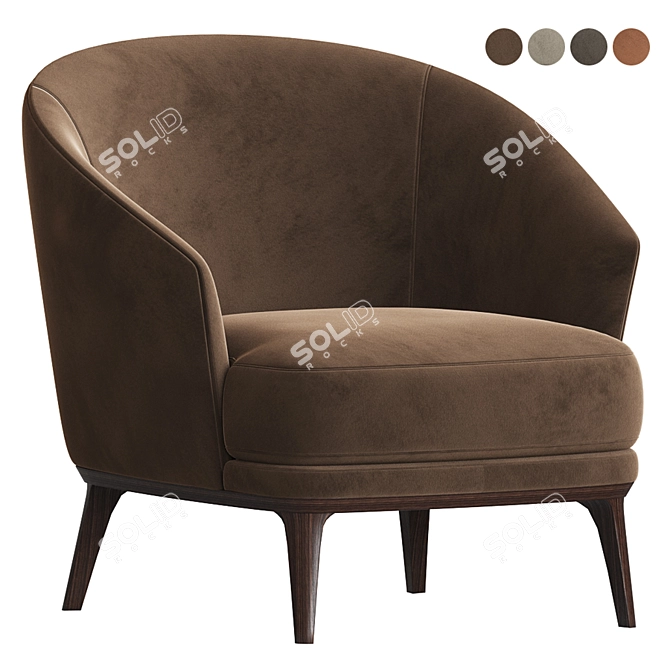 Luxury Velvet Armchair: Amy Bielefelder Werkstaetten 3D model image 6