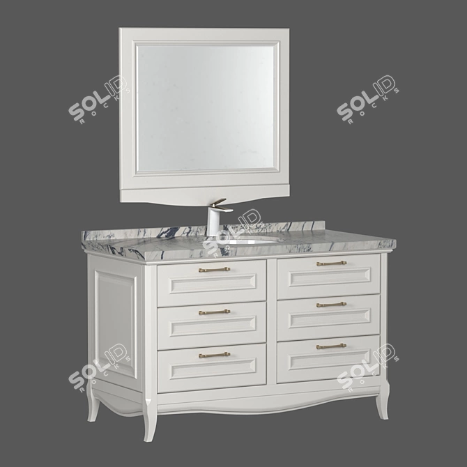 Title: Vintage Charm Vanity with Madlen Washbasin | Estella Color 3D model image 1