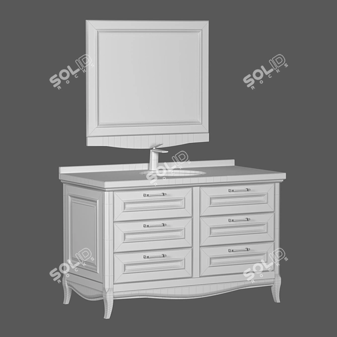 Title: Vintage Charm Vanity with Madlen Washbasin | Estella Color 3D model image 3